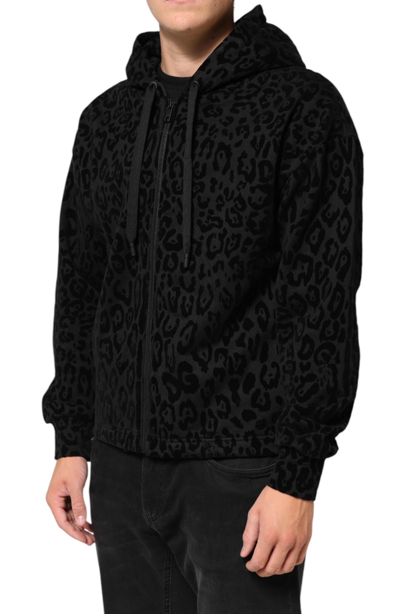 Dolce & Gabbana Black Cotton Hooded Full Zip Bomber Jacket Mens Jacket