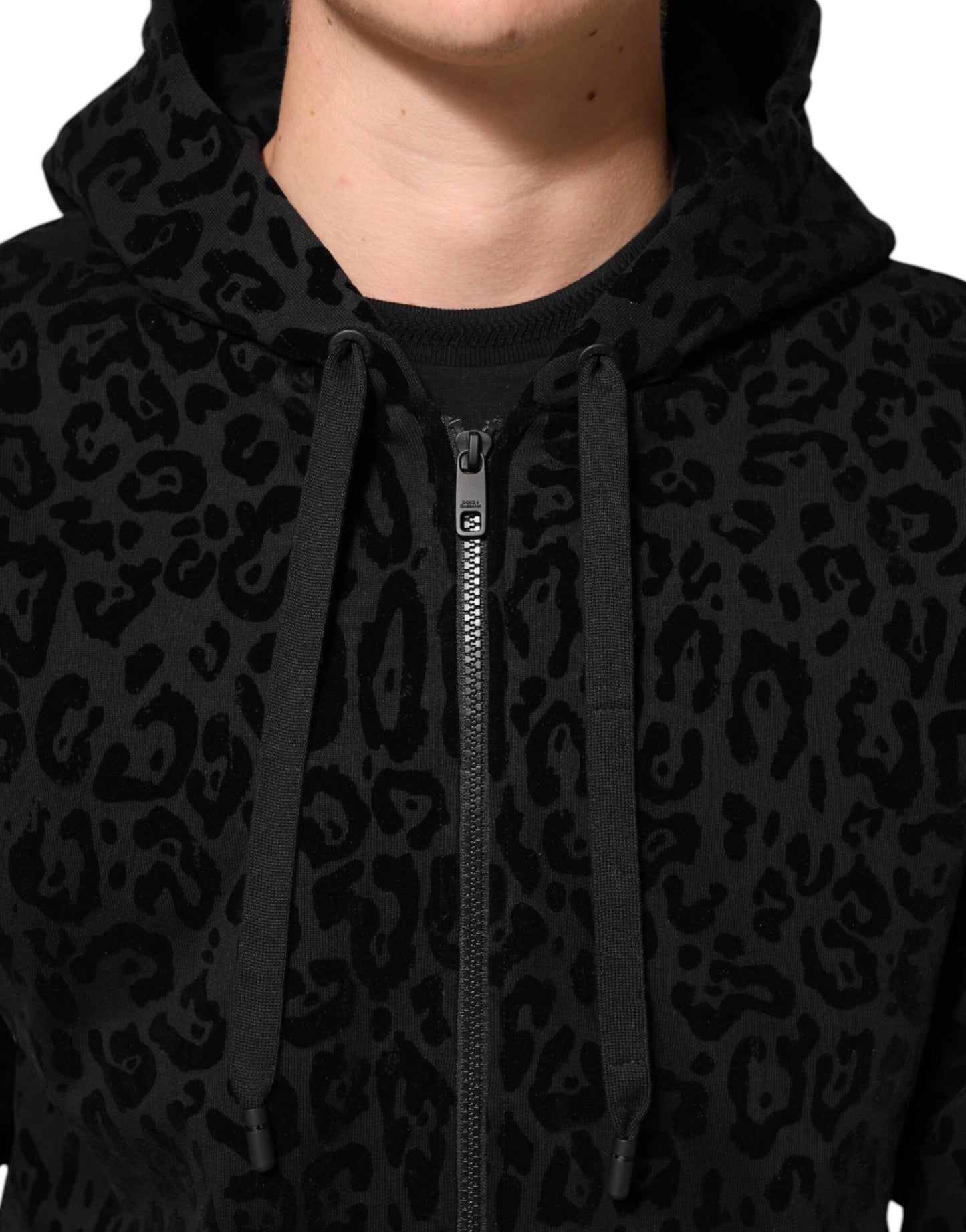 Dolce & Gabbana Black Cotton Hooded Full Zip Bomber Jacket Mens Jacket