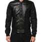Dolce & Gabbana Black Leather Nylon FullZip Blouson Jacket Mens Jacket