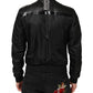 Dolce & Gabbana Black Leather Nylon FullZip Blouson Jacket Mens Jacket