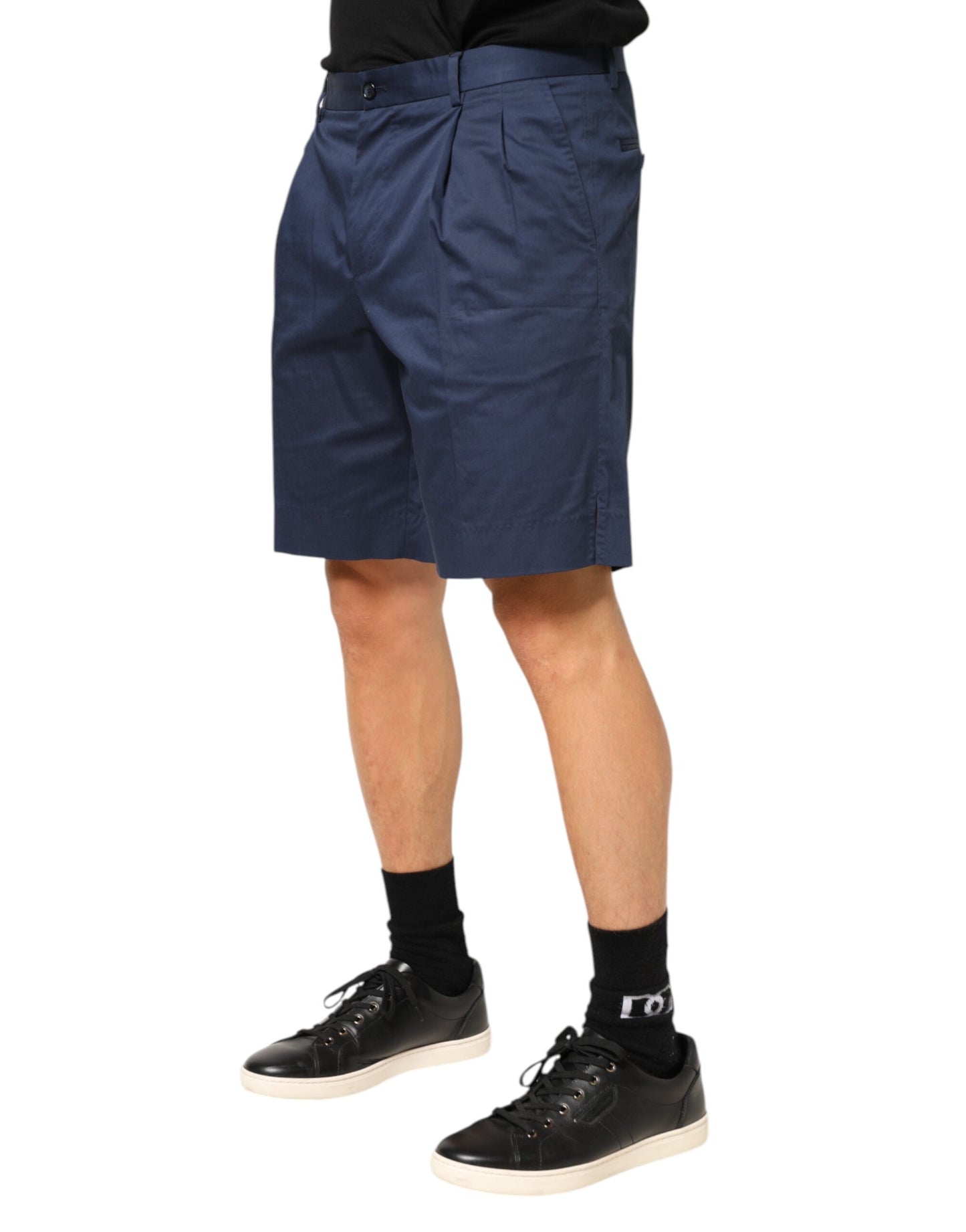 Dolce & Gabbana Blue Cotton Stretch Mid Waist Bermuda Shorts Mens Shorts