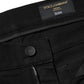 Dolce & Gabbana Black Cotton Mid Waist Skinny Men Denim Jeans