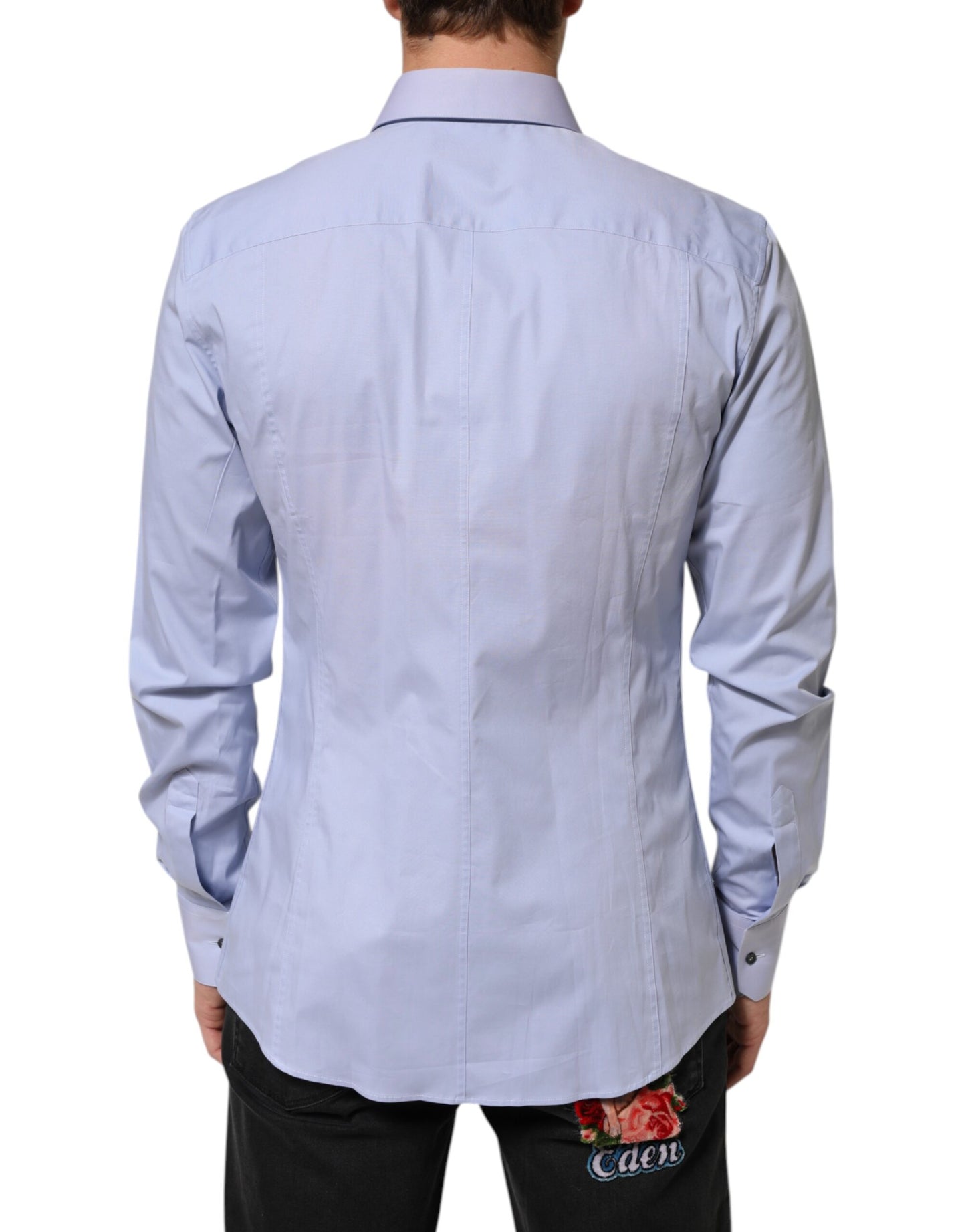 Dolce & Gabbana Blue SICILIA Cotton Men Dress Formal Shirt