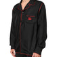 Dolce & Gabbana Black Red Contrast Trim Silk Casual Shirt