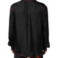 Dolce & Gabbana Black Red Contrast Trim Silk Casual Shirt