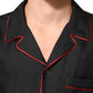 Dolce & Gabbana Black Red Contrast Trim Silk Casual Shirt