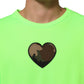 Dolce & Gabbana Green Patchwork Heart Men Sweatshirt Sweater Mens Sweater