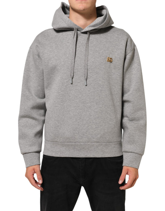 Dolce & Gabbana Gray Logo Cotton Hooded Sweatshirt Sweater Mens Sweater