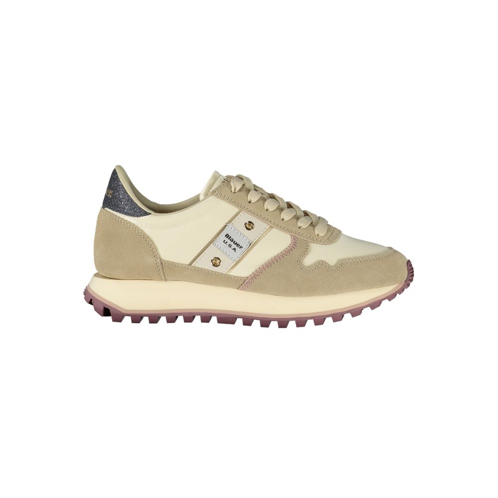 Blauer Beige Polyester Sneaker