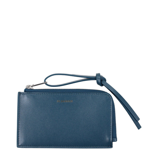 Jil Sander Blue Leather Wallet Mens Wallet