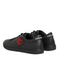 Dolce & Gabbana Black Leather Crystal Heart Sneakers  Shoes