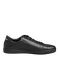 Dolce & Gabbana Black Leather Crystal Heart Sneakers  Shoes