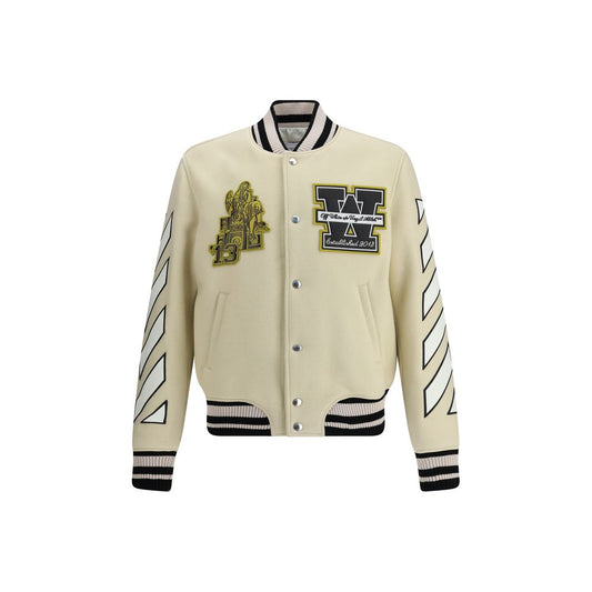 Off-White Cream Polyamide Bomber Mens Jacket