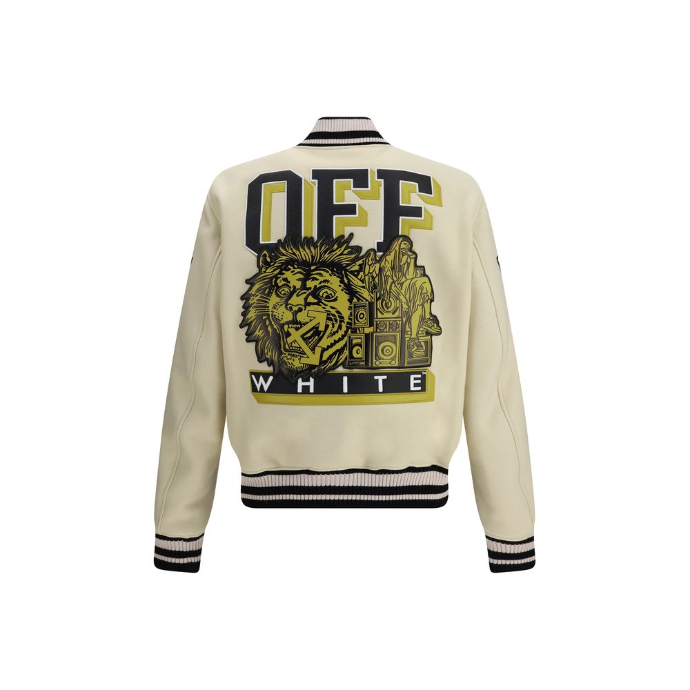 Off-White Cream Polyamide Bomber Mens Jacket
