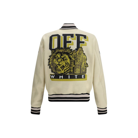 Off-White Cream Polyamide Bomber Mens Jacket