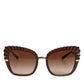 Dolce & Gabbana DG6131 Plissé Brown Butterfly Square Shades Sunglasses