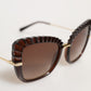 Dolce & Gabbana DG6131 Plissé Brown Butterfly Square Shades Sunglasses