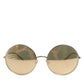 Dolce & Gabbana DG2215K Gold Plated Round Lenses Shade Eyewear Sunglasses