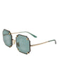 Dolce & Gabbana DG2216 Gold Square Frame Green Lens Shades Sunglasses