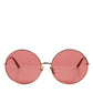 Dolce & Gabbana Pink Gold Metal Round Shades Eyewear Sunglasses