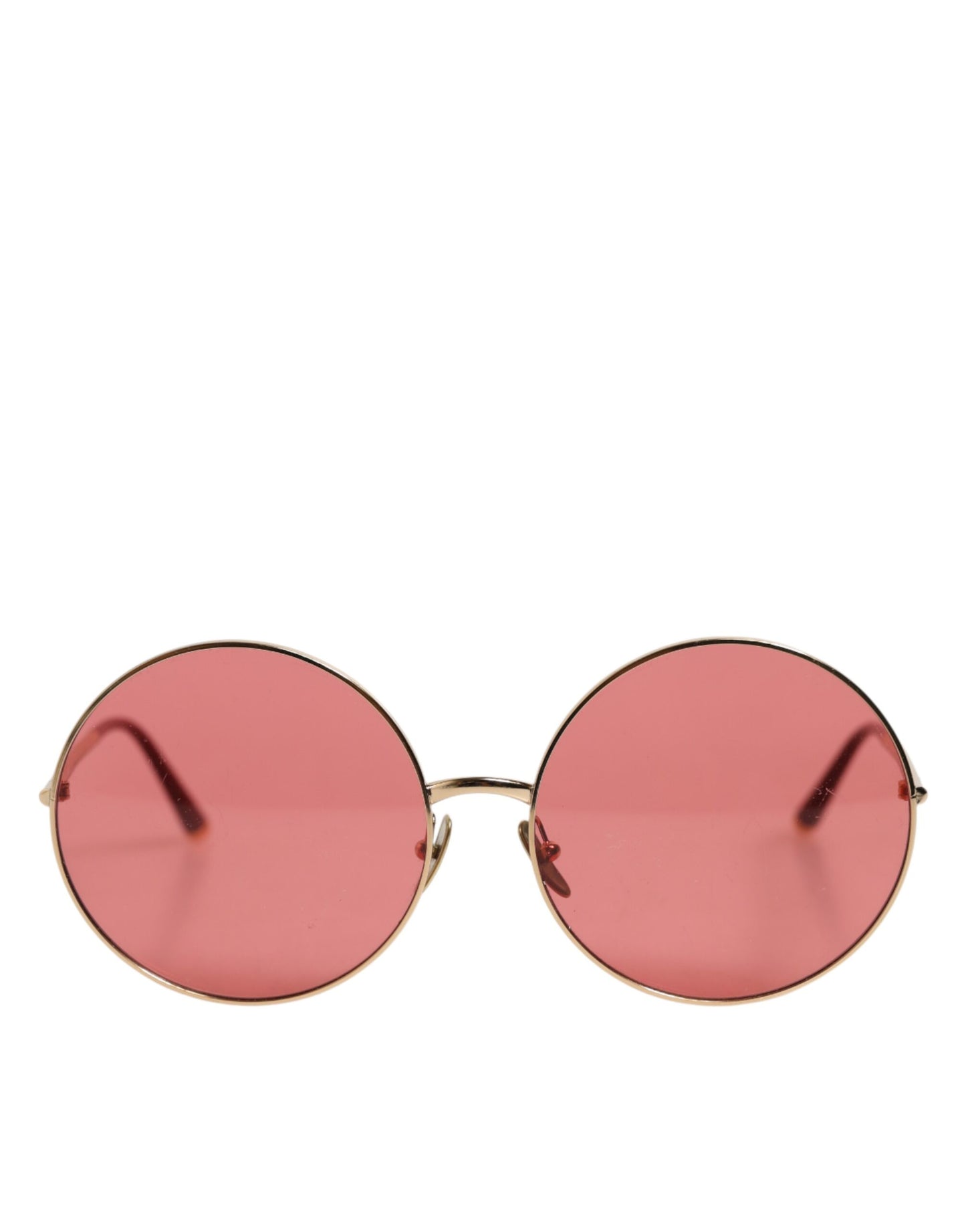 Dolce & Gabbana Pink Gold Metal Round Shades Eyewear Sunglasses