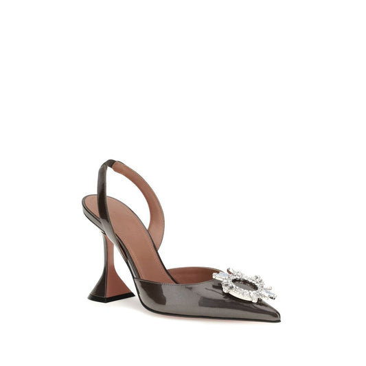 Amina Muaddi Brown Calf Leather Bos Taurus High Heel Pumps