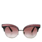 Dolce & Gabbana Black Pink Mirrored Cat Eye Sequined Sunglasses