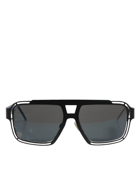 Dolce & Gabbana Black Metal Pilot Frame Shades Eyewear Sunglasses