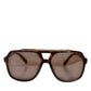 Dolce & Gabbana Dark Brown Tortoise Shell Pilot Frame Sunglasses