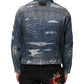 Dolce & Gabbana Blue Cotton Tattered Denim Blouson Jacket Mens Jacket