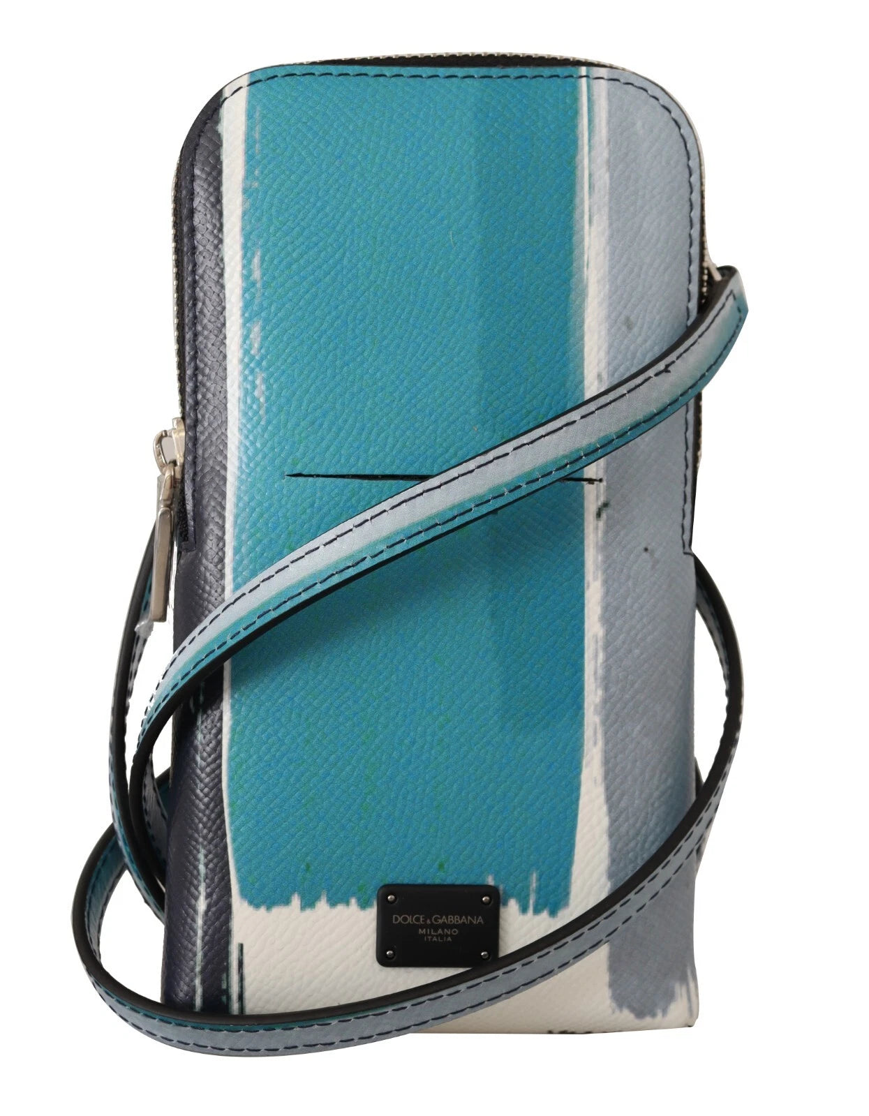 Dolce & Gabbana Blue Leather Cross Body Neck Strap Card Slot Phone Pocket Mens Shoulder Bag