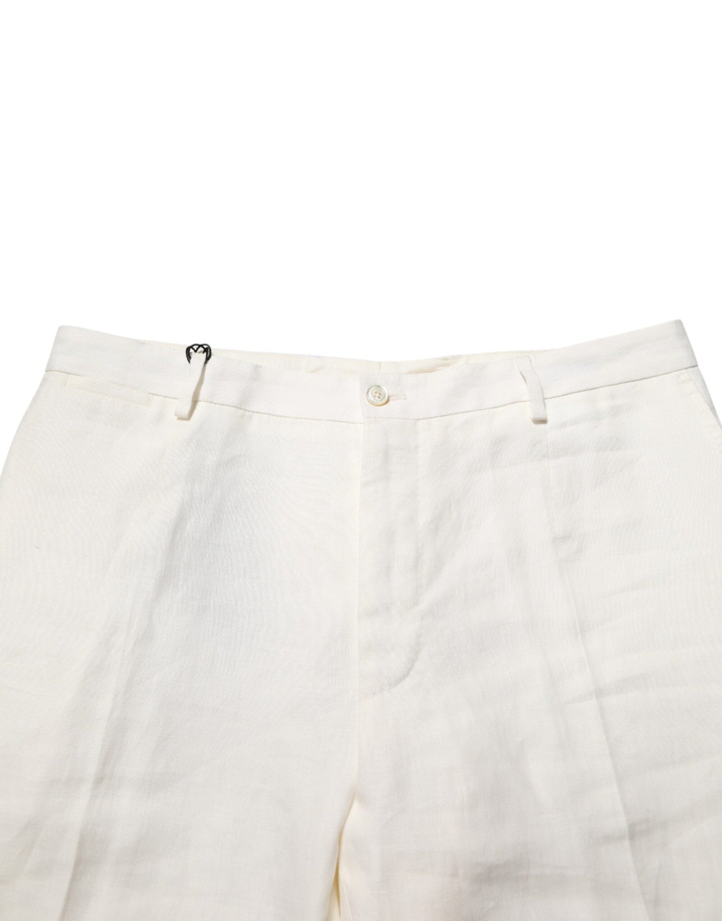 Dolce & Gabbana White Linen Formal Dress Men Trouser Pants