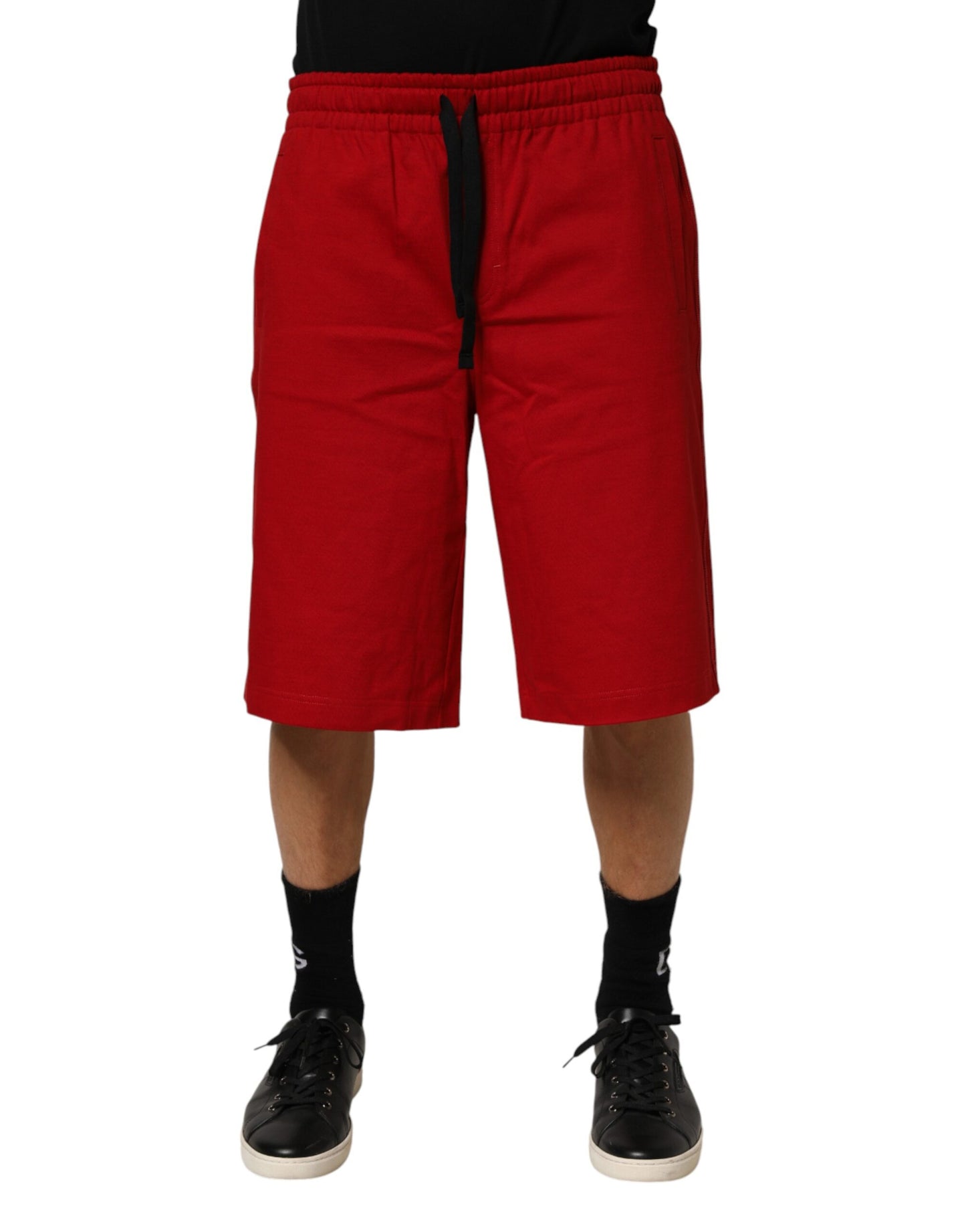 Dolce & Gabbana Red Cotton MidWaist Drawstring Bermuda Pants Mens Shorts