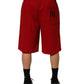 Dolce & Gabbana Red Cotton MidWaist Drawstring Bermuda Pants Mens Shorts