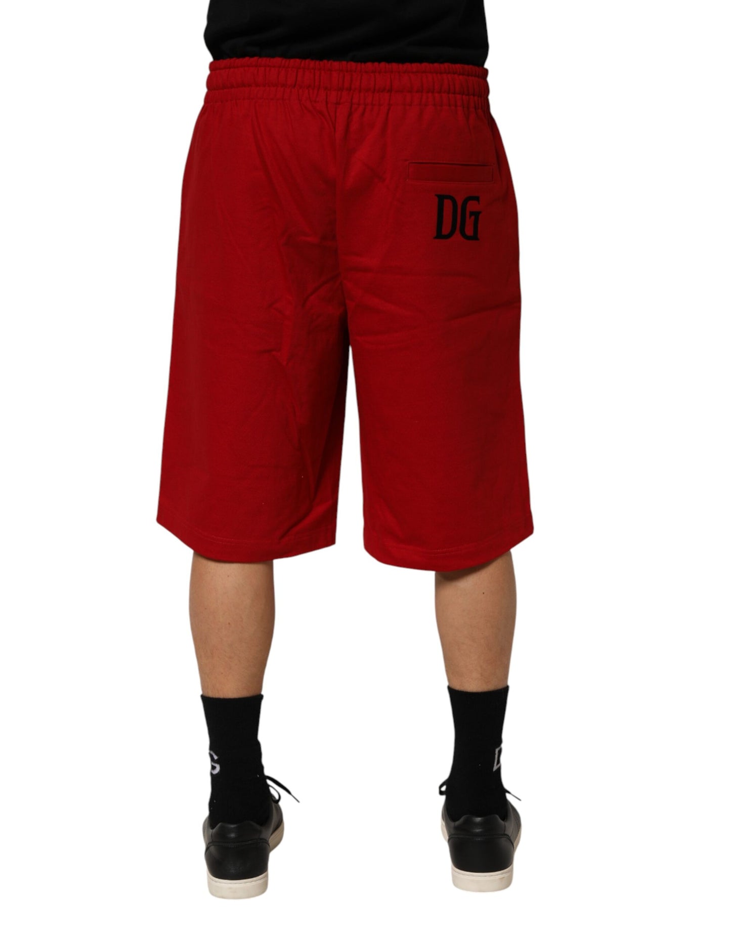 Dolce & Gabbana Red Cotton MidWaist Drawstring Bermuda Pants Mens Shorts