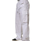 Dolce & Gabbana White Linen Straight Cargo Men Trouser Pants