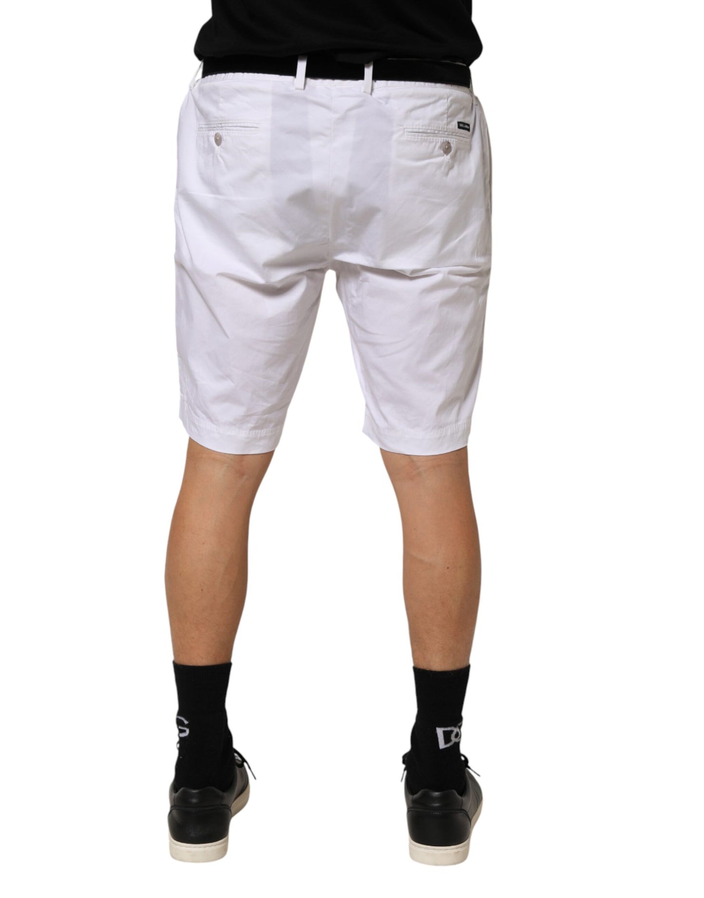 Dolce & Gabbana White Cotton Stretch Men Bermuda Pants Mens Shorts