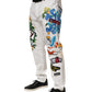 Dolce & Gabbana White Graffiti Print Skinny GOLD Denim Jeans