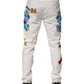 Dolce & Gabbana White Graffiti Print Skinny GOLD Denim Jeans
