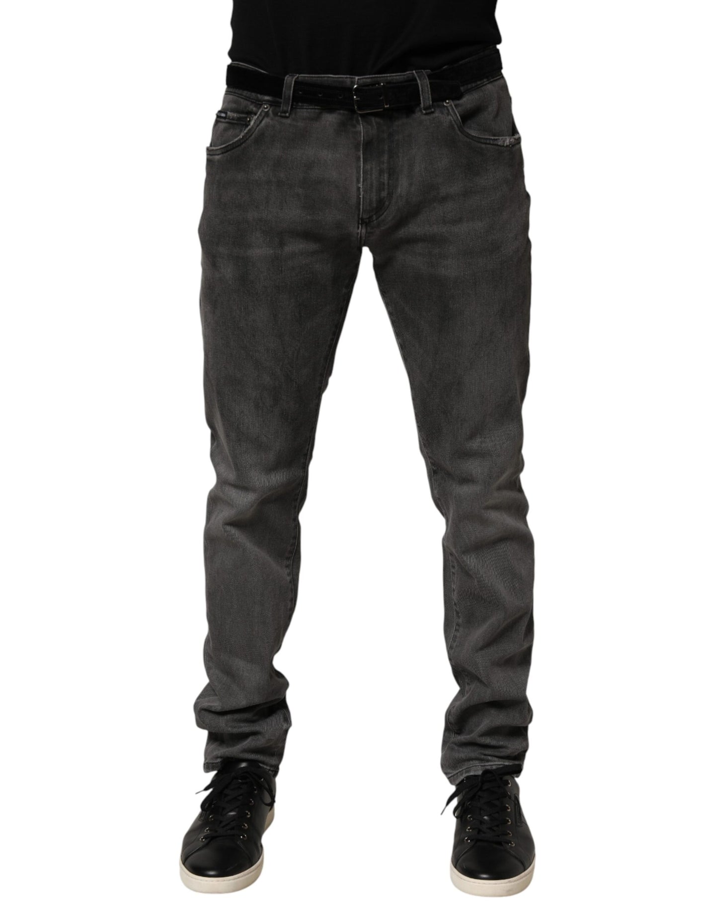 Dolce & Gabbana Dark Gray Cotton Skinny Men Denim Jeans