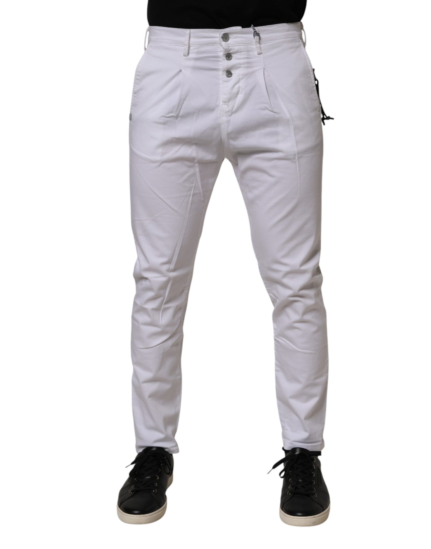 Daniele Alessandrini White Cotton Stretch Slim Fit Denim Jeans