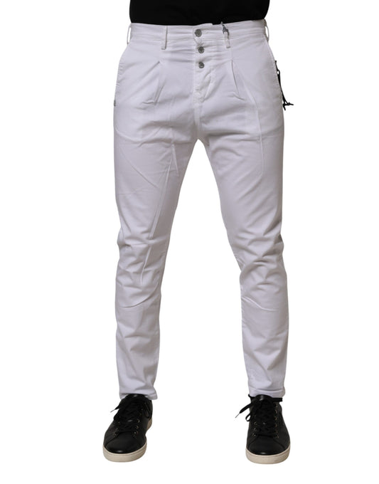 Daniele Alessandrini White Cotton Stretch Slim Fit Denim Jeans