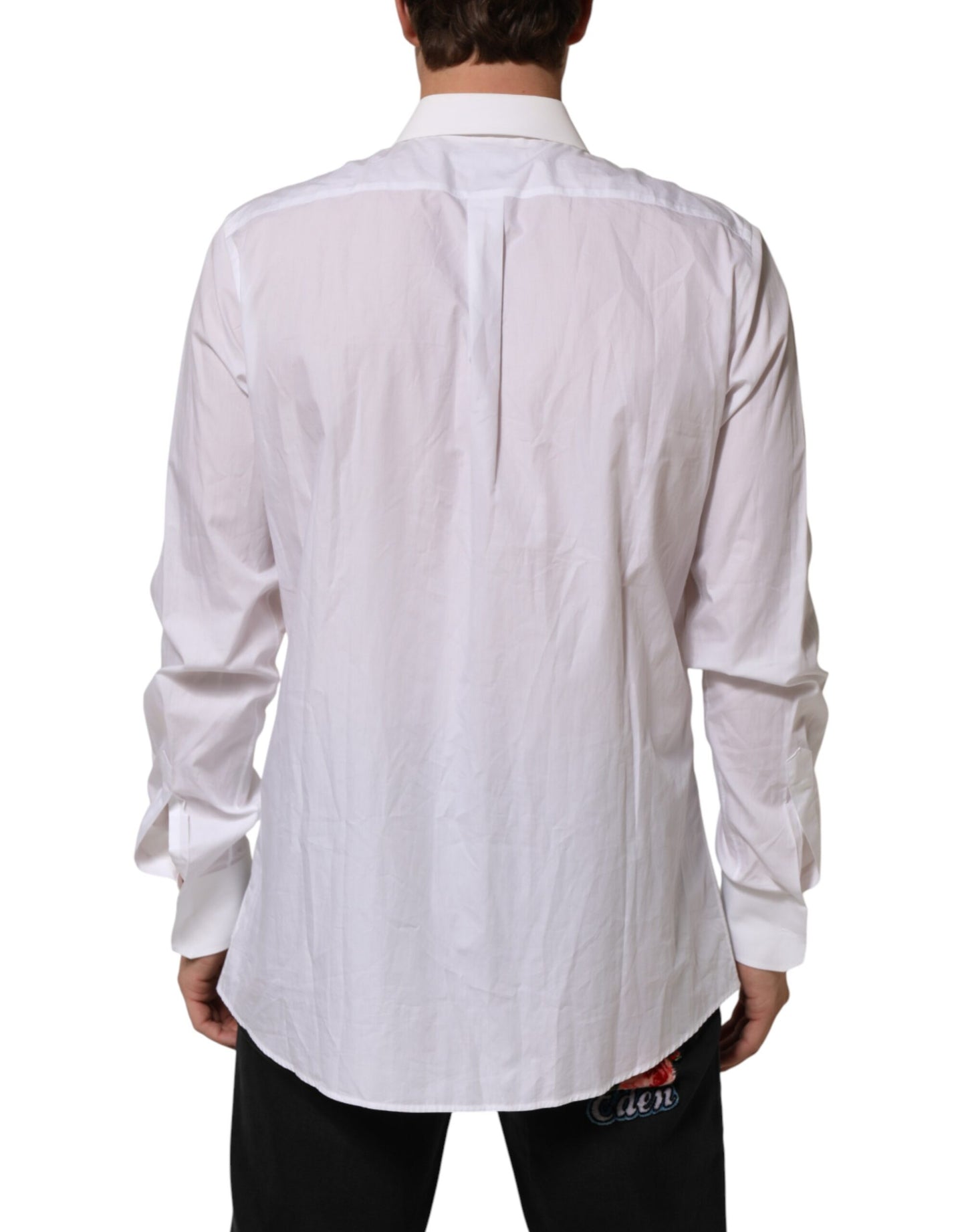 Dolce & Gabbana White Cotton MARTINI DG Patch Dress Shirt Mens T-Shirt