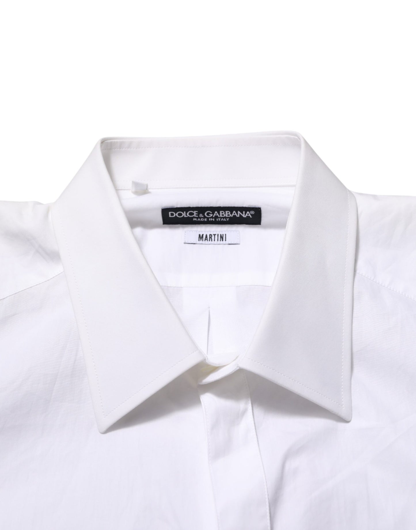Dolce & Gabbana White Cotton MARTINI DG Patch Dress Shirt Mens T-Shirt