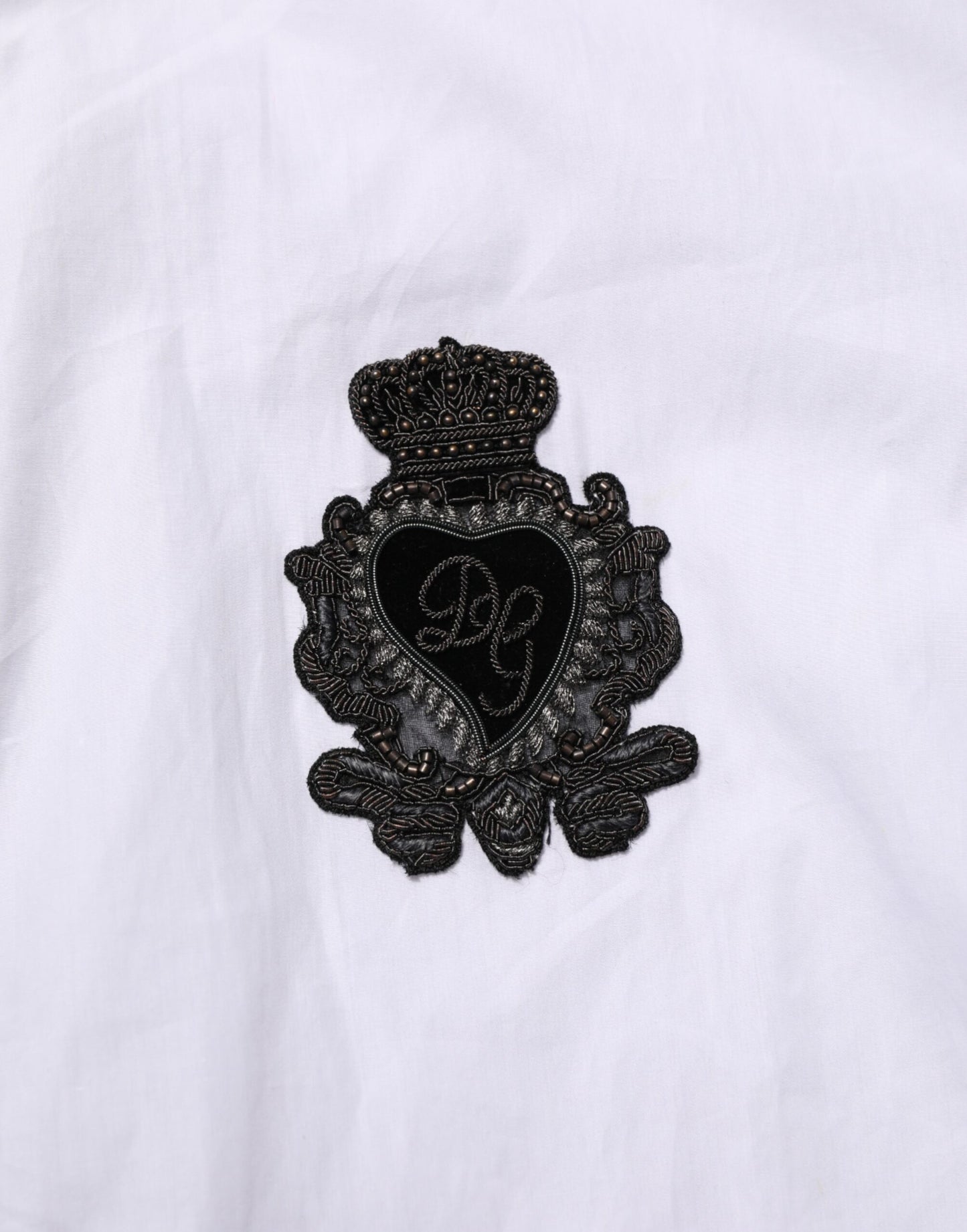 Dolce & Gabbana White Cotton MARTINI DG Patch Dress Shirt Mens T-Shirt