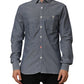 AGLINI Blue Denim Regular Fit Collared Long Sleeve Casual Shirt Mens T-Shirt
