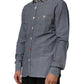 AGLINI Blue Denim Regular Fit Collared Long Sleeve Casual Shirt Mens T-Shirt