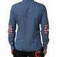 AGLINI Blue Cotton Slim Fit Collared Long Sleeve Casual Shirt Mens T-Shirt