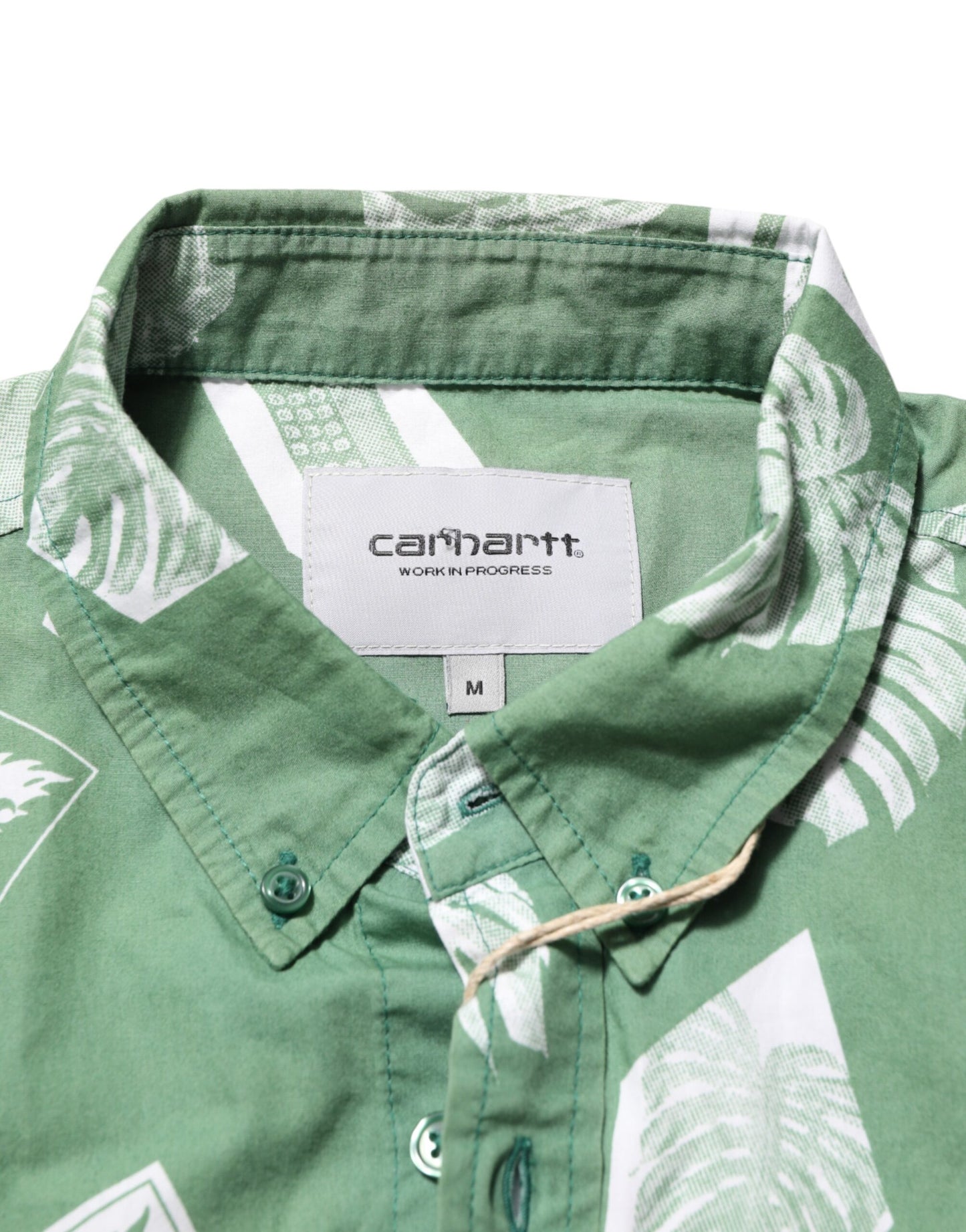 Carhartt Wip Green Printed Cotton Collared Short Sleeves Polo Shirt Mens T-Shirt