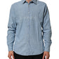 Deperlu Blue Denim Regular Fit Collared Long Sleeve Men Shirt Mens T-Shirt